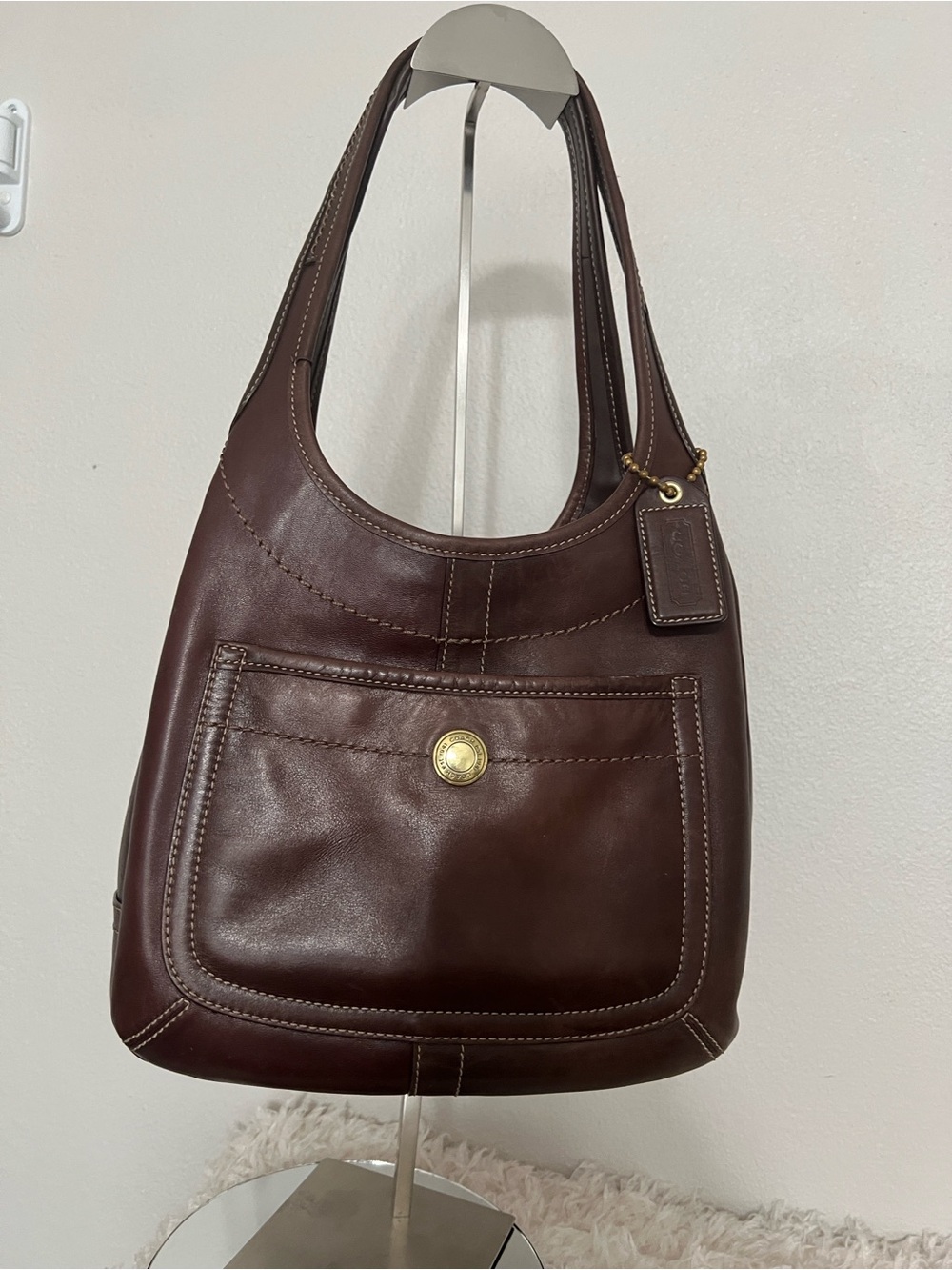 Coach Ergo Legacy Dark Brown Shoulder Bag with Brass Accent - Picture 3 of 17
